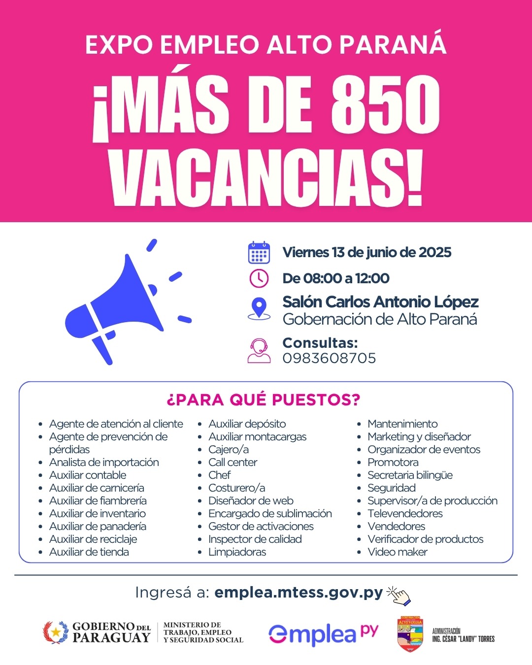 Nueva edición de la Expo Empleo Alto Paraná con más de 850 vacancias