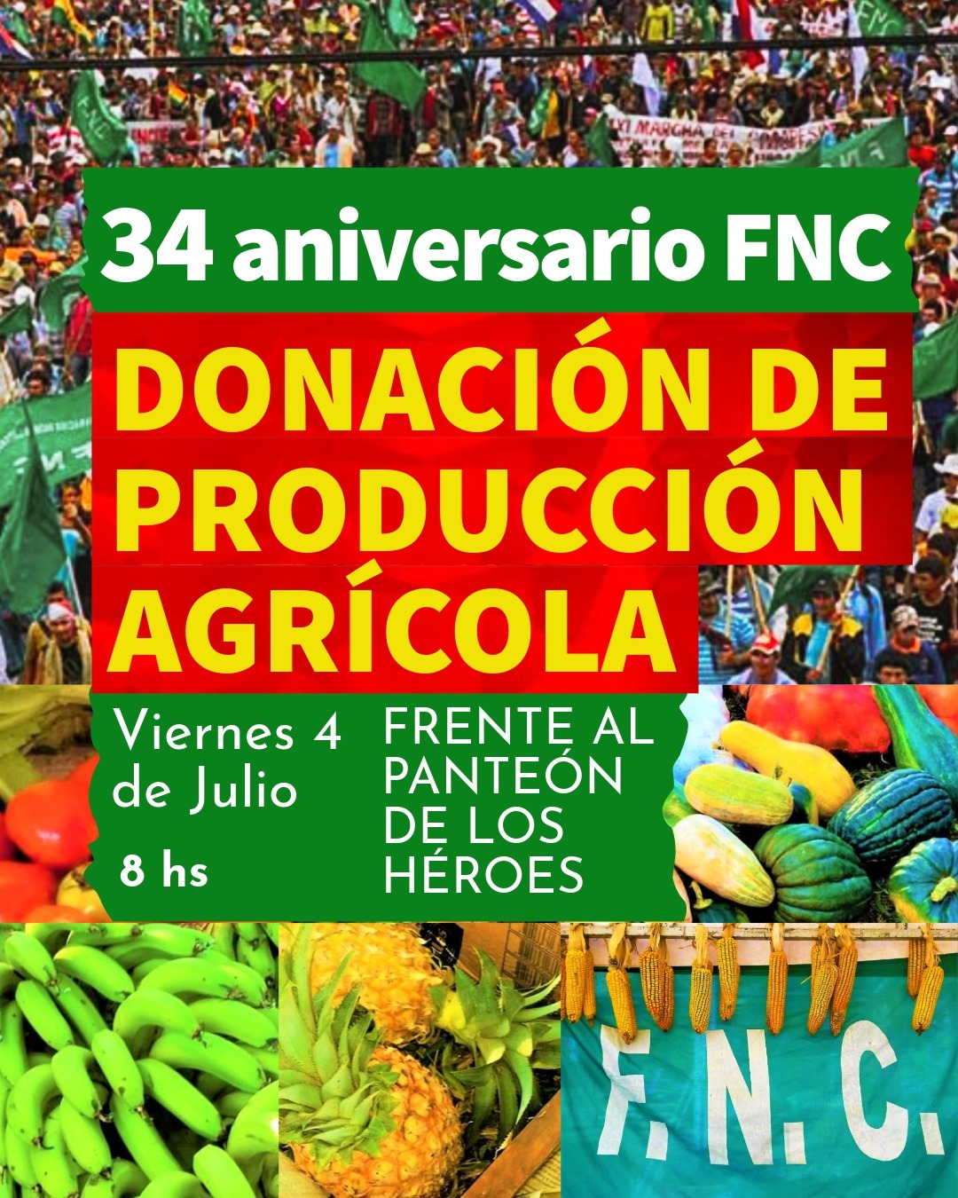 FNC donará alimentos producidos en el campo a personas necesitadas