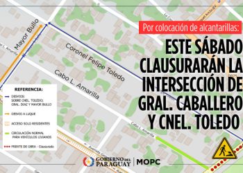 Inhabilitarán temporalmente intersección de Gral. Caballero y Cnel. Toledo este sábado