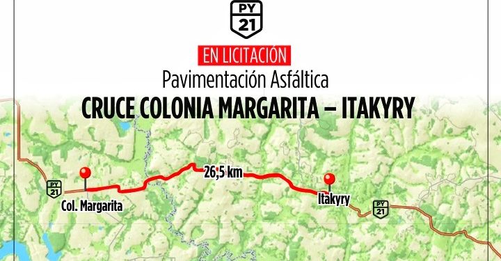 Ofertas para tramo Cruce Colonia Margarita – Itakyry se recibirán el 17 de octubre