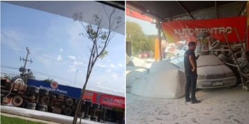 Trabajadores de una gomería se salvan de milagro tras aparatoso vuelco de camión en Saltos del Guairá