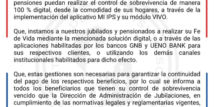 IPS recuerda a asegurados que el control de sobreviviencia puede hacerse digitalmente