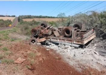Camión volcó en Naranjito debido al reventón de un neumático