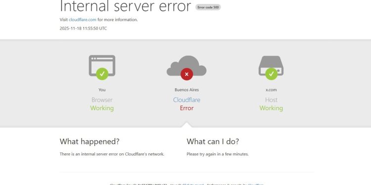Falla en Cloudflare, servicio de internet que afectó a X y otros sitios con su caída mundial