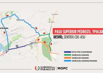 Caminera acompañará el domingo desvío provisorio por obras en Ypacaraí