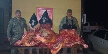 Detienen a dos hombres con más de una tonelada de carne vacuna en operativo policial