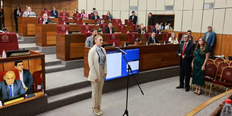 Guadalupe Aveiro juró como senadora en lugar de Erico Galeano