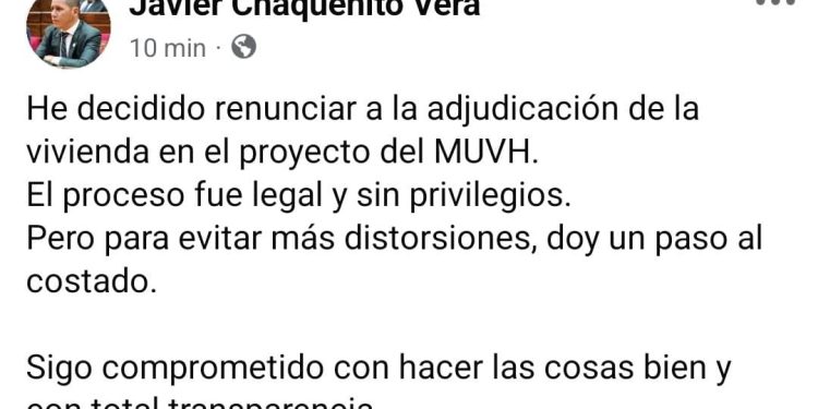 «Chaqueñito» decidió renunciar a vivienda del MUVH que desató polémica