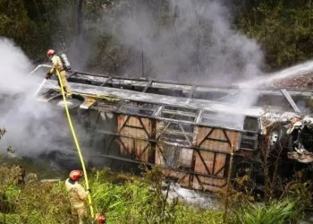 Bus se precipitó al vacío y se incendió, dejando al menos 14 muertos