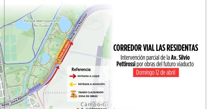 Anuncian intervención parcial de la Av. Silvio Pettirossi por obras del futuro viaducto