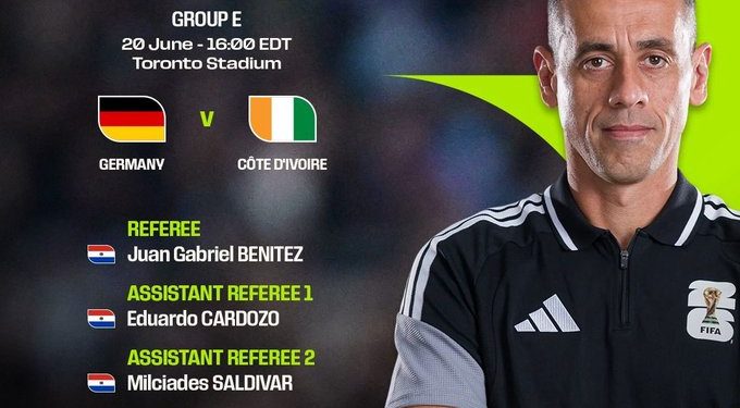 El paraguayo Juan Gabriel Benítez, al mando de Alemania-Costa de Marfil