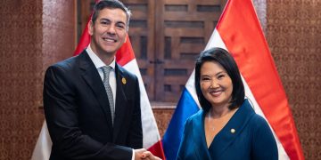 Santiago Peña afianza agenda de seguridad y comercio bilateral con la presidenta Keiko Fujimori