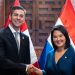 Santiago Peña afianza agenda de seguridad y comercio bilateral con la presidenta Keiko Fujimori