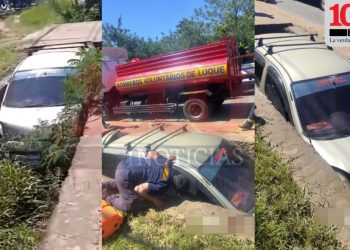 Conductora cae con su automóvil a una cuneta en Luque y termina hospitalizada