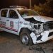 Patrullera policial choca contra una camioneta durante persecución en Minga Porã