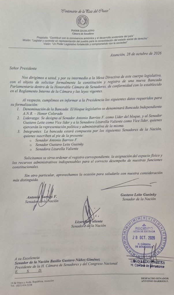 Imagen de la cobertura: Antonio Barrios lidera nueva bancada de Honor Colorado en el Senado